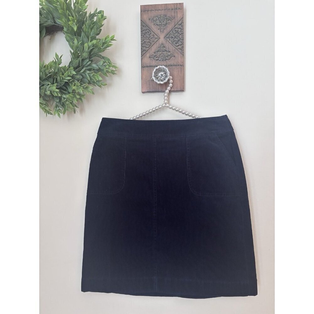 NWT Talbots Womens Size 4 Pencil Skirt Blue Corduroy Pockets Preppy Short
